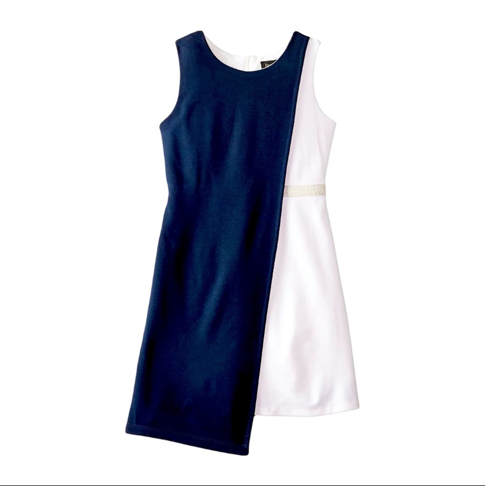 Laundry by Shelli Segal White & Navy Drape Dress
